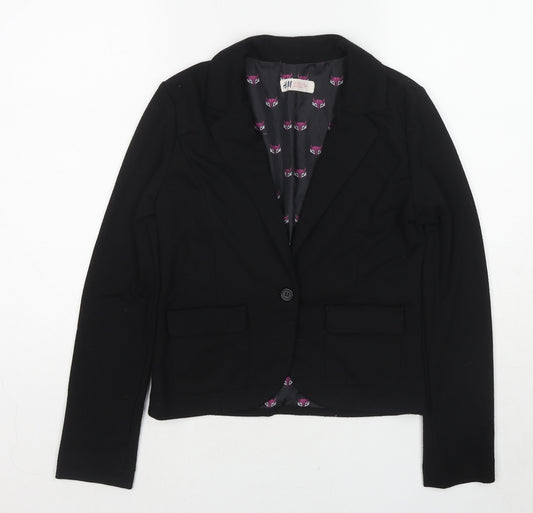 H&M Girls Black Jacket Blazer Size 12-13 Years Button
