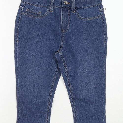 NEXT Womens Blue Cotton Cropped Jeans Size 8 Regular Zip
