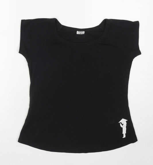 Bamboii Womens Black Cotton Basic T-Shirt Size XL Boat Neck
