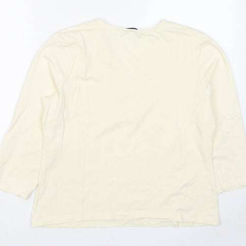 Kaleidoscope Womens Ivory Cotton Basic T-Shirt Size 16 V-Neck