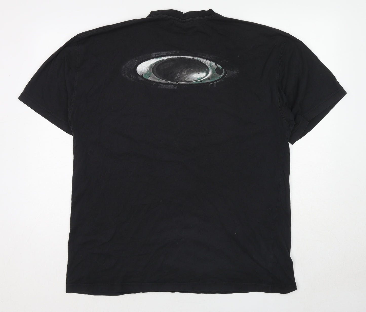 Oakley Mens Black Cotton T-Shirt Size 2XL Round Neck