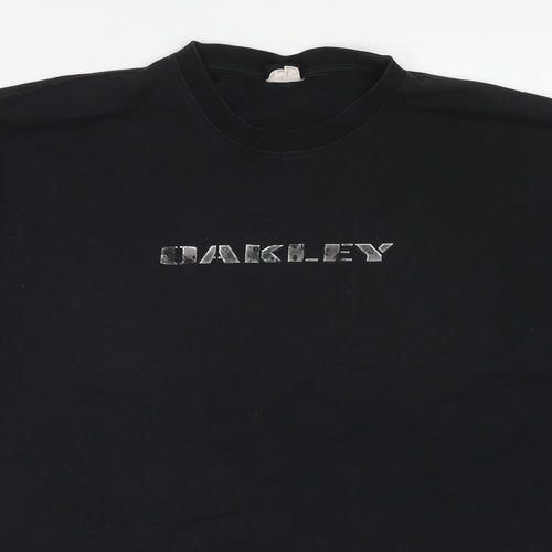 Oakley Mens Black Cotton T-Shirt Size 2XL Round Neck