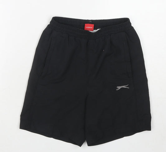 Slazenger Boys Black Polyester Sweat Shorts Size 7-8 Years Regular Drawstring