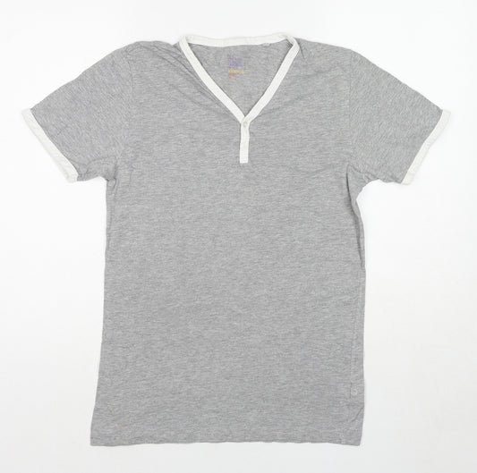 NEXT Womens Grey Cotton Basic T-Shirt Size S V-Neck