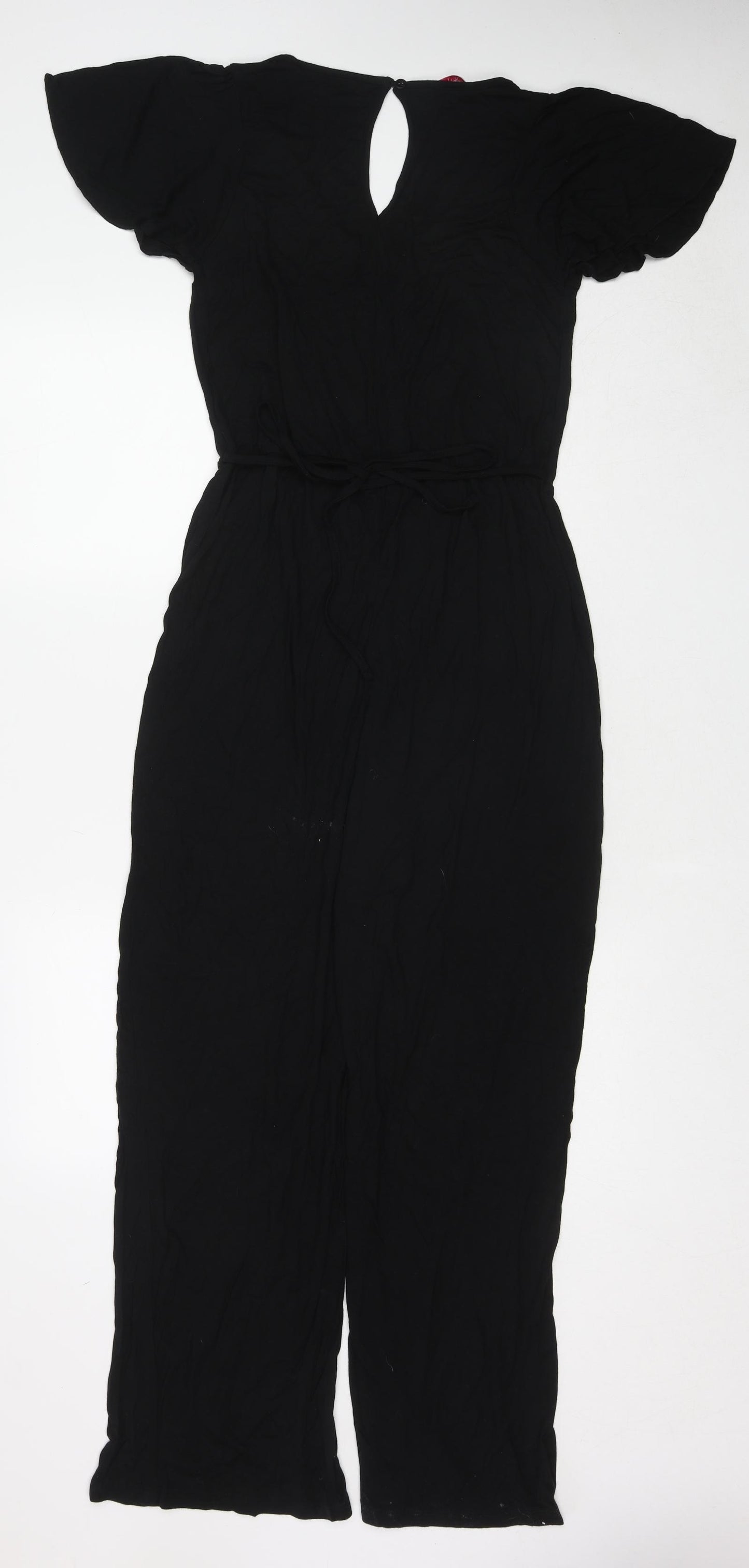Simply Be Womens Black Viscose Jumpsuit One-Piece Size 12 Button