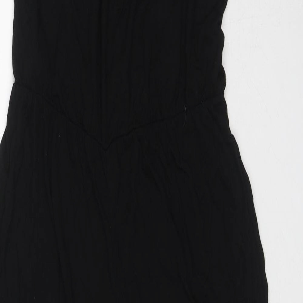 Simply Be Womens Black Viscose Jumpsuit One-Piece Size 12 Button
