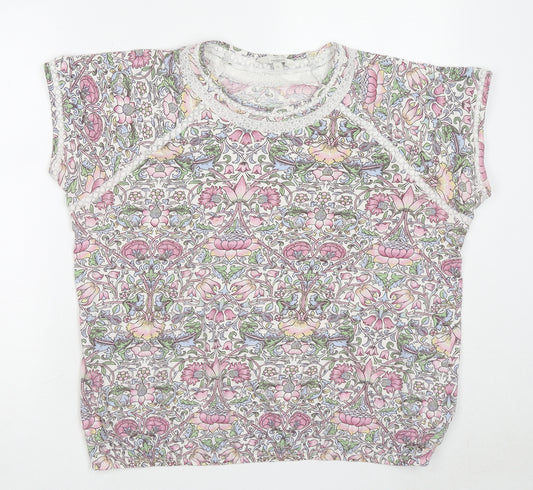 NEXT Womens Multicoloured Floral Cotton Basic T-Shirt Size 18 Round Neck