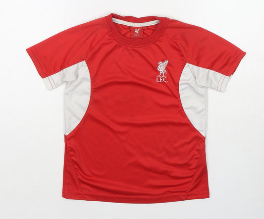 Liverpool FC Boys Red Polyester Jersey T-Shirt Size 6-7 Years Round Neck Pullover