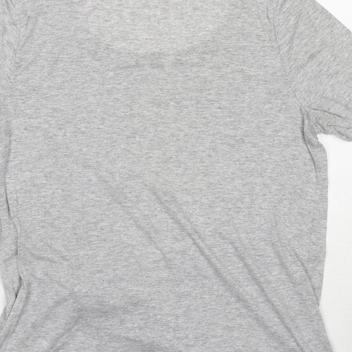 NEXT Womens Grey Viscose Basic T-Shirt Size 12 Boat Neck - Knot Front Detail