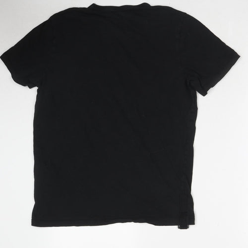 JACK & JONES Mens Black Cotton T-Shirt Size L Round Neck