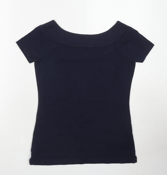 NEXT Womens Blue Cotton Basic T-Shirt Size 10 Boat Neck