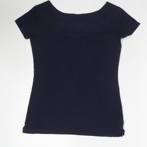 NEXT Womens Blue Cotton Basic T-Shirt Size 10 Boat Neck