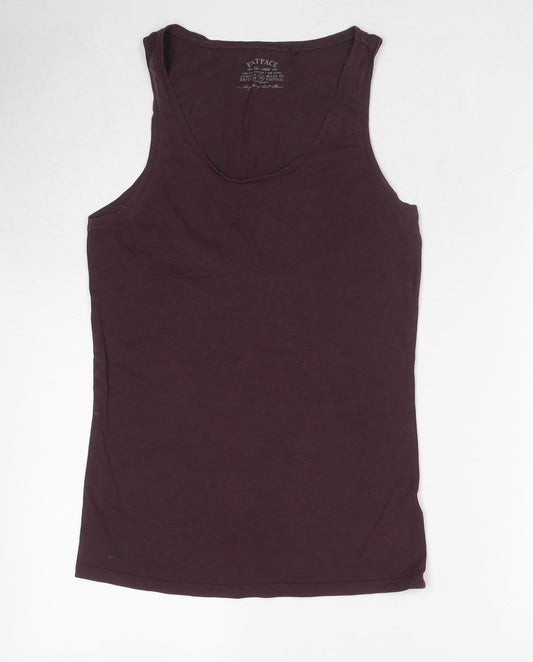 Fat Face Womens Brown Cotton Basic Tank Size 12 Scoop Neck