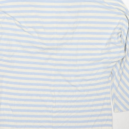 Phase Eight Womens Blue Striped Viscose Basic T-Shirt Size 12 Cowl Neck