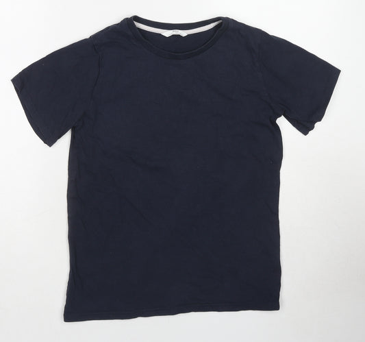 Marks and Spencer Girls Blue Cotton Basic T-Shirt Size 11-12 Years Crew Neck Pullover