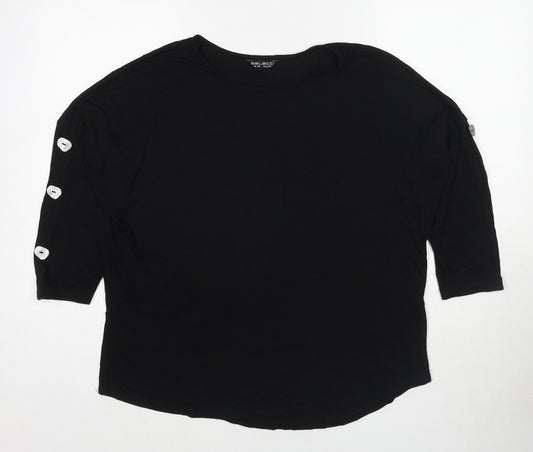 Selected Womens Black Viscose Basic T-Shirt Size 12 Boat Neck
