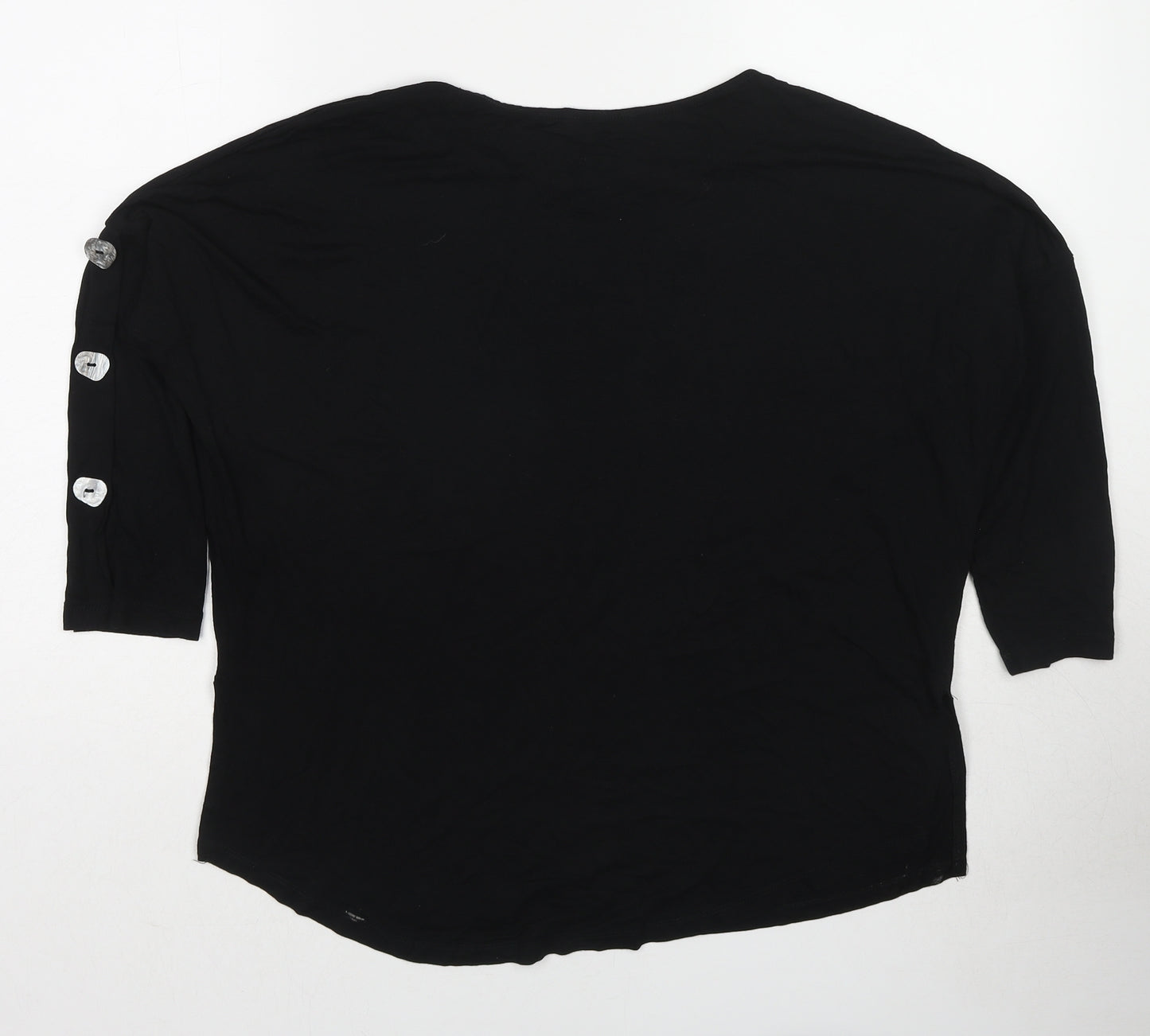 Selected Womens Black Viscose Basic T-Shirt Size 12 Boat Neck