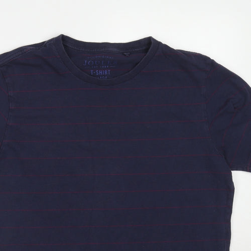 Joules Mens Blue Striped Cotton T-Shirt Size L Round Neck