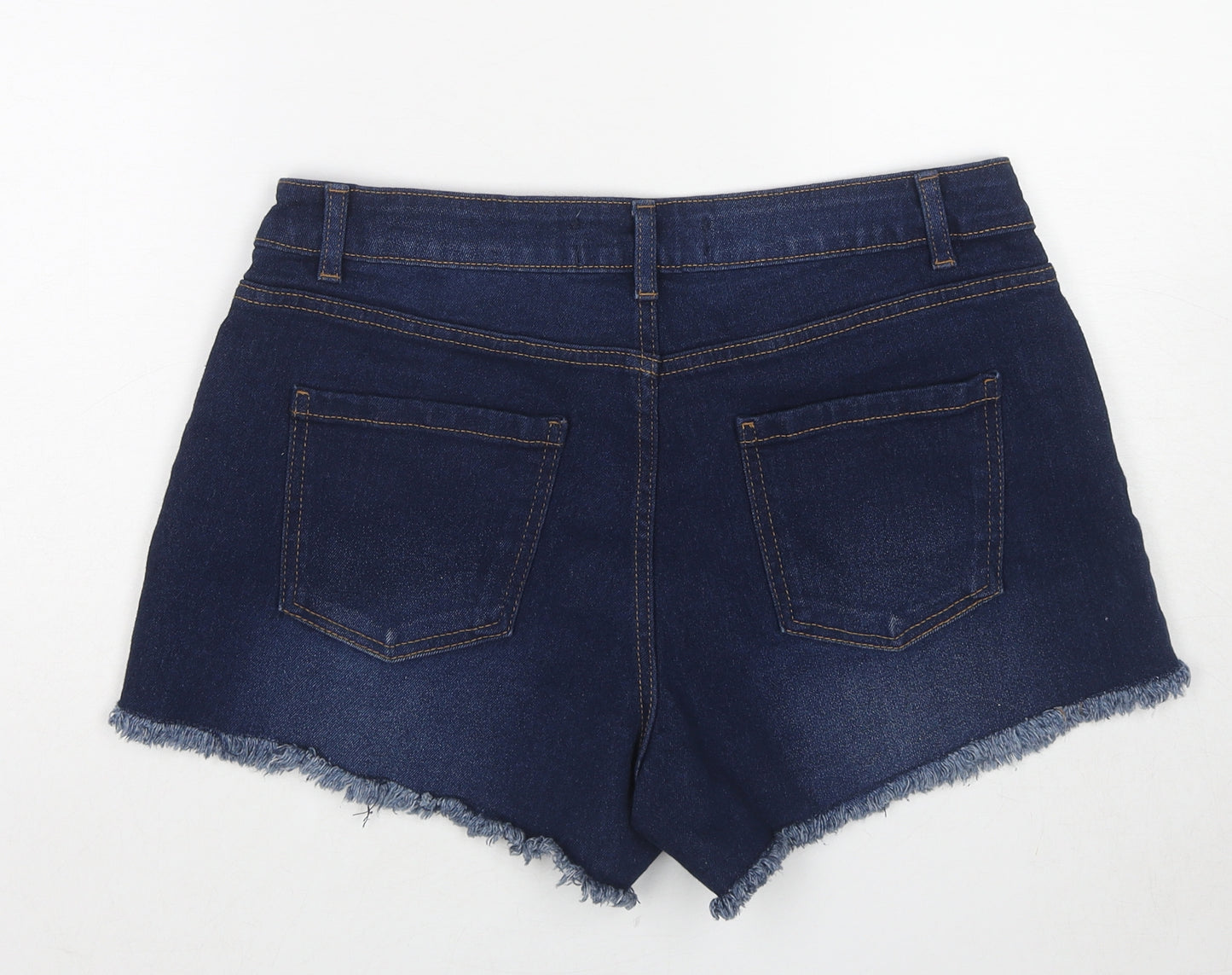Denim & Co. Womens Blue Cotton Cut-Off Shorts Size 14 Regular Pull On