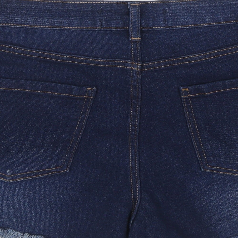 Denim & Co. Womens Blue Cotton Cut-Off Shorts Size 14 Regular Pull On