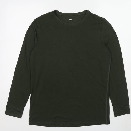 Marks and Spencer Mens Green Acrylic T-Shirt Size L Round Neck