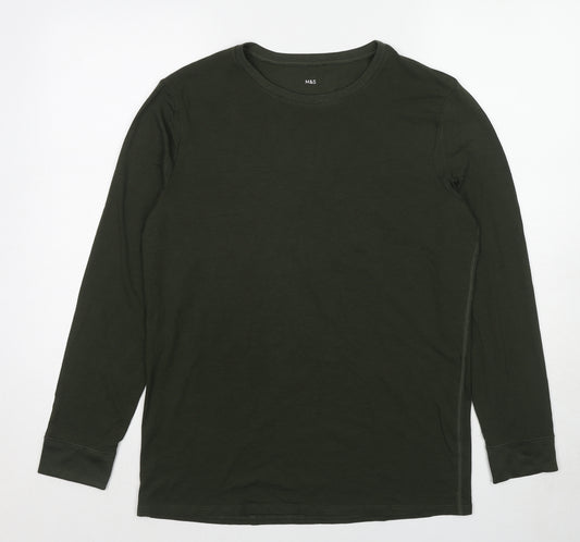 Marks and Spencer Mens Green Acrylic T-Shirt Size L Round Neck