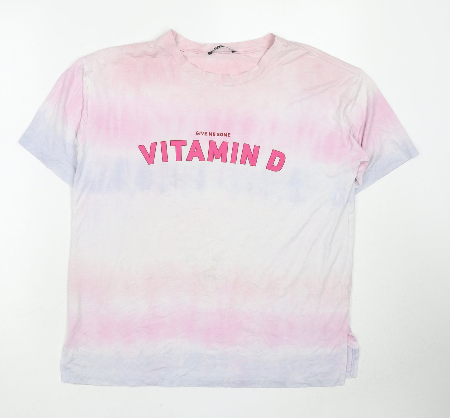 Selected Womens Multicoloured Viscose Basic T-Shirt Size M Crew Neck - Tie-Dye