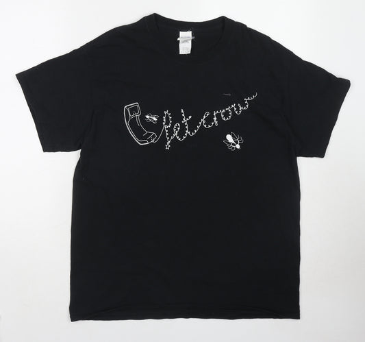 Gildan Womens Black Cotton Basic T-Shirt Size M Crew Neck