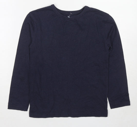John Lewis Boys Blue Cotton Basic T-Shirt Size 9 Years Round Neck Pullover