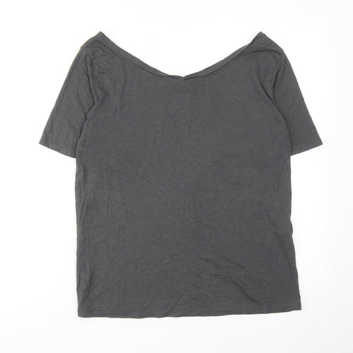 RESERVED Womens Grey Modal Basic T-Shirt Size M Boat Neck