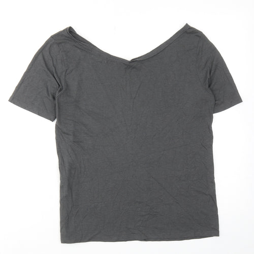 RESERVED Womens Grey Modal Basic T-Shirt Size M Boat Neck