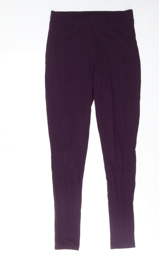 M&Co Womens Purple Cotton Capri Leggings Size S
