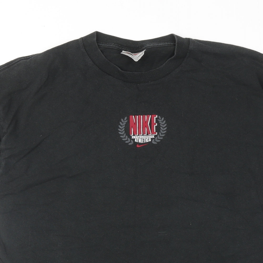 Nike Mens Black Cotton T-Shirt Size L Round Neck