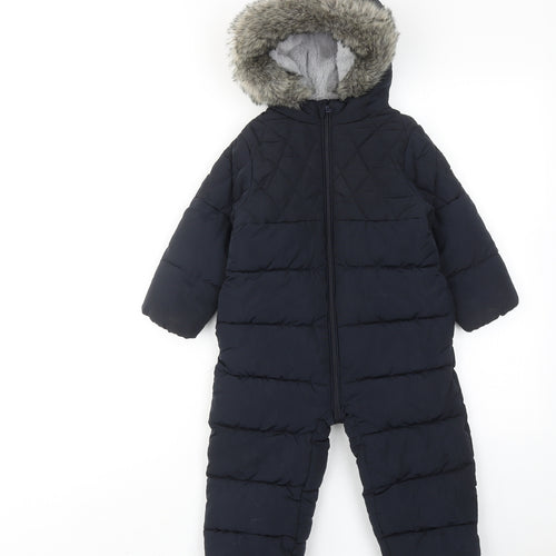 NEXT Baby Blue Basic Coat Snowsuit Size 18-24 Months Zip