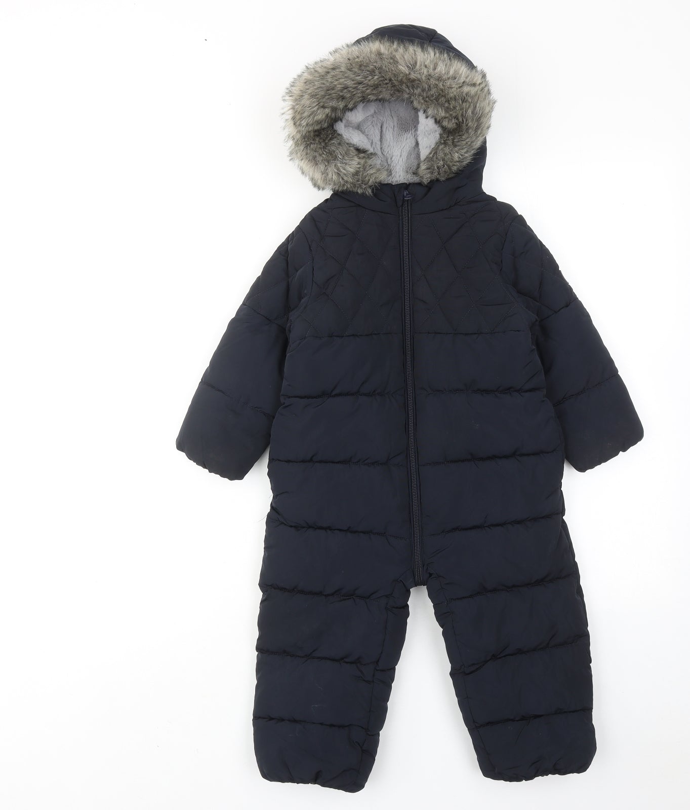 NEXT Baby Blue Basic Coat Snowsuit Size 18-24 Months Zip