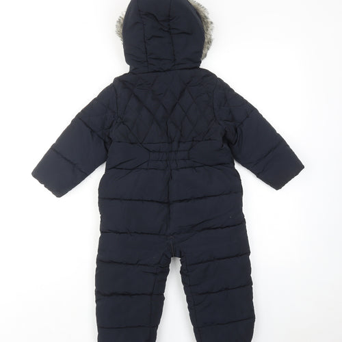 NEXT Baby Blue Basic Coat Snowsuit Size 18-24 Months Zip