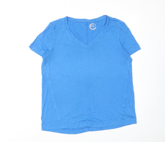 NEXT Womens Blue Viscose Basic T-Shirt Size 12 V-Neck