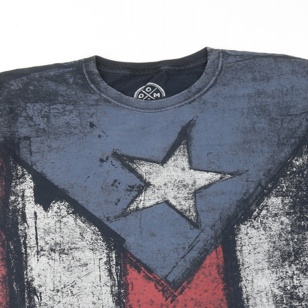 DOM Mens Multicoloured Cotton T-Shirt Size L Round Neck - Captain America