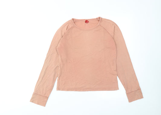H&M Womens Pink Cotton Basic T-Shirt Size 14 Boat Neck