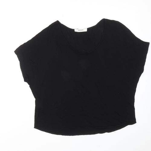 Promod Womens Black Viscose Basic T-Shirt Size M Scoop Neck