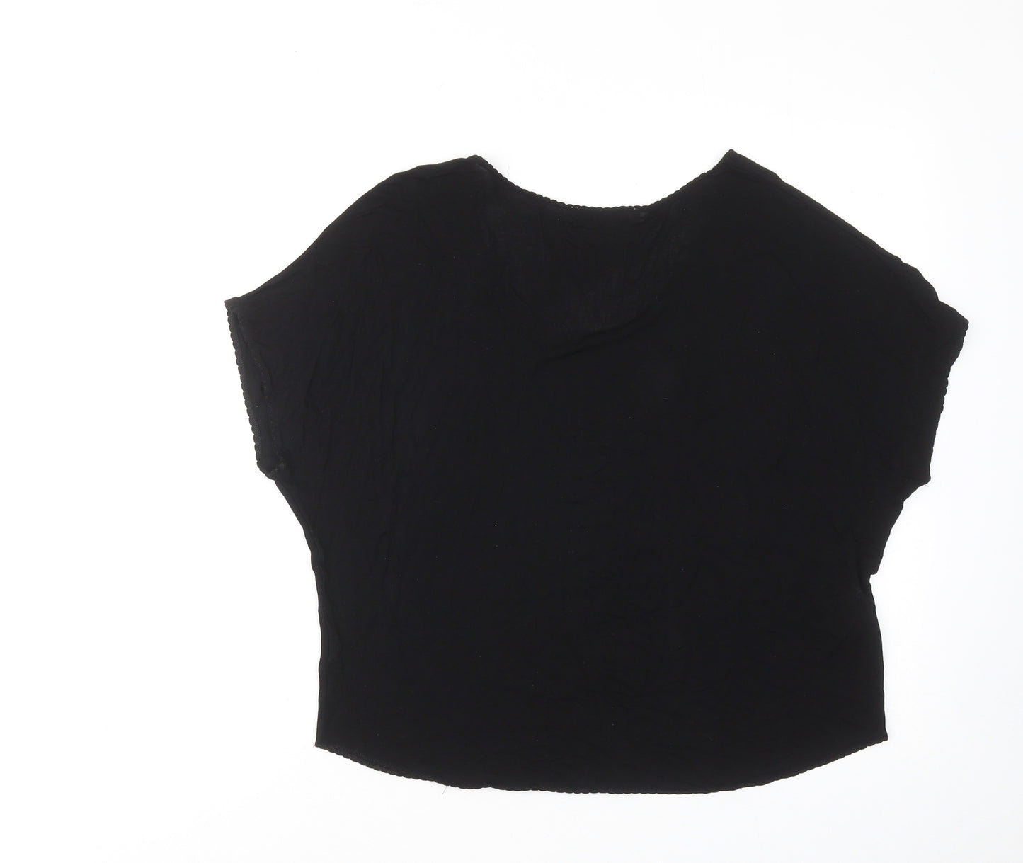 Promod Womens Black Viscose Basic T-Shirt Size M Scoop Neck