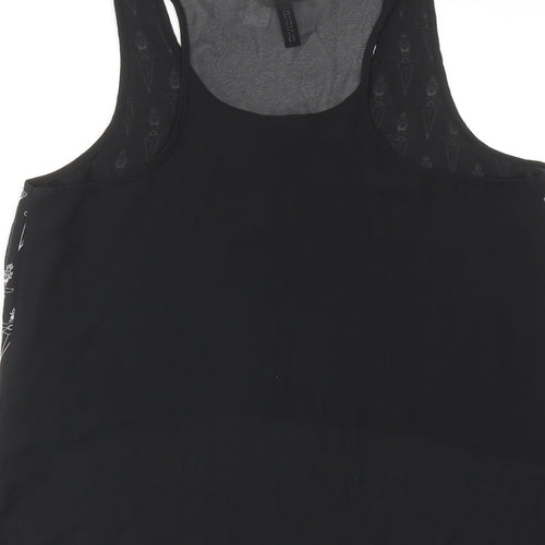 H&M Womens Black Geometric Polyester Basic Tank Size 12 Scoop Neck