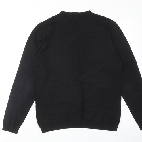NEXT Mens Black V-Neck Cotton Pullover Jumper Size M Long Sleeve