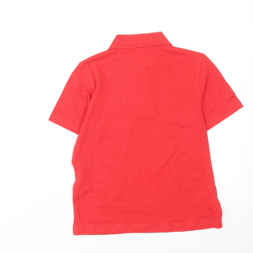 Marks and Spencer Boys Red Cotton Basic Polo Size 10-11 Years Collared Button