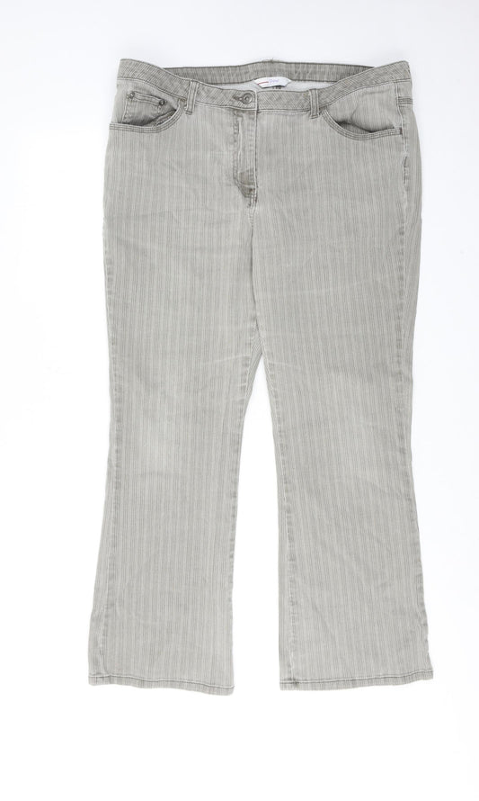 Papaya Womens Grey Cotton Bootcut Jeans Size 18 Regular Zip
