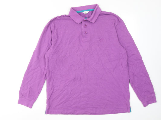 Cotton Traders Mens Purple Cotton Polo Size M Collared Button