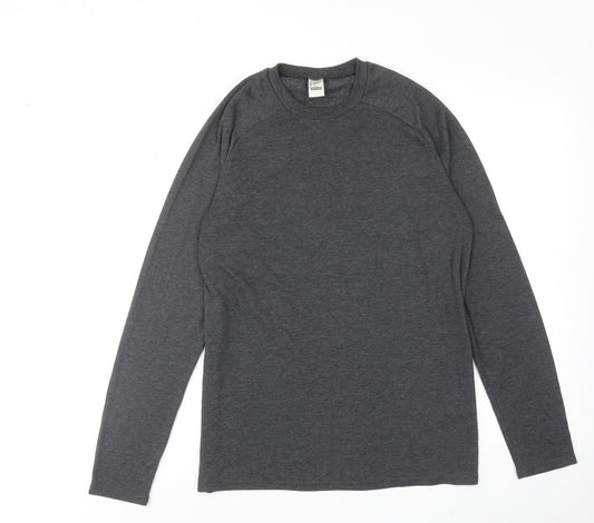 DECATHLON Mens Grey Polyester T-Shirt Size L Round Neck