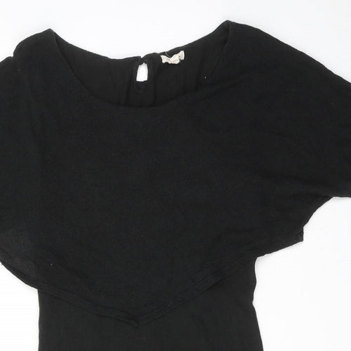 Silence + Noise Womens Black Cotton A-Line Size M Round Neck Button