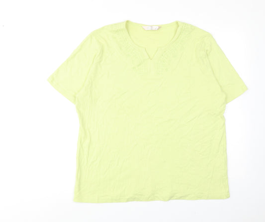 Honor Milburn Womens Green Cotton Basic Blouse Size 18 V-Neck