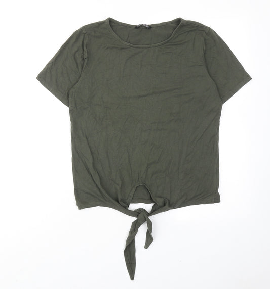 Select Womens Green Viscose Basic T-Shirt Size 10 Round Neck
